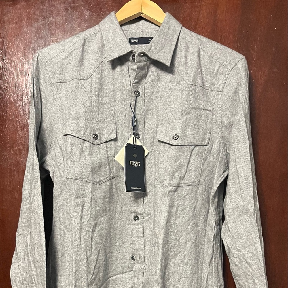 Men’s Onassis Mid Gray Flannel Shirt